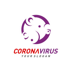 Covid-19 Coronavirus concept inscription typography design logo. World Health organization WHO introduced new official name for Coronavirus disease named COVID-19, dangerous virus vector illustration