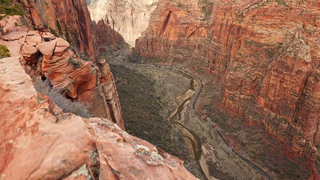 Red rocks in Zion National Park, Utah, USA. Steadicam shot, 4K