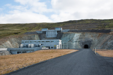 Fototapeta na wymiar Budarhals hydroelectric power plant in Iceland