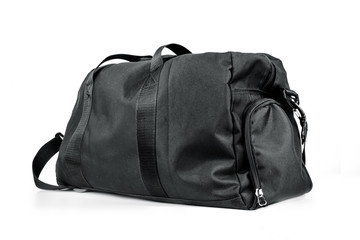 black travel bag isolated on white background. Travel concept.