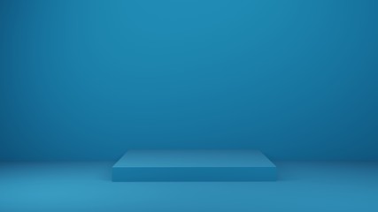 blue table in studio or showroom for present product, 3d rendering