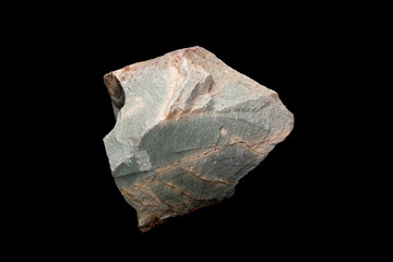 Zeolite natural raw stones on black background. Macro shot