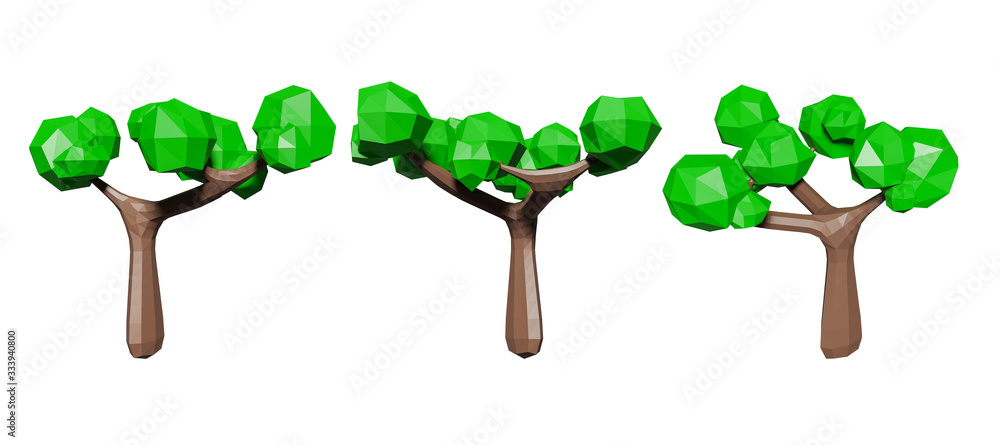 Poster polygon tree on white background with clipping path