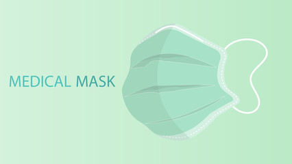 Medical mask, Protective medical face mask isolated on green background.