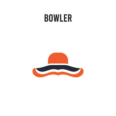 Bowler vector icon on white background. Red and black colored Bowler icon. Simple element illustration sign symbol EPS