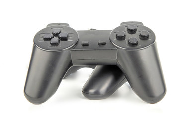 Gaming black joystick isolated on white background. Technology concept, future.
