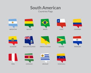 South American countries flag icons collection