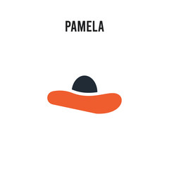 Pamela vector icon on white background. Red and black colored Pamela icon. Simple element illustration sign symbol EPS