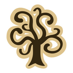 Vector drawing of a tree icon with curved branches. Can represent the Celtic culture, a tree of life, nature preservation, mysticism, spirituality, druidism, etc.