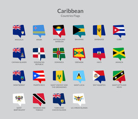 Caribbean Countries countries flag icons collection