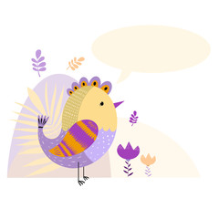 Chicken character design. Cute cartoon animal vector illustration. Abstract icon for baby posters, art print, fashion apparel or stickers. Bird logo