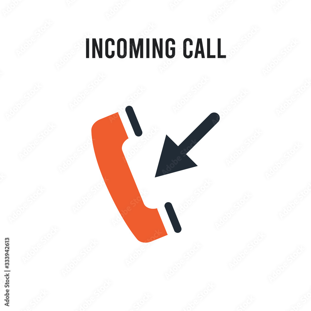 Poster incoming call vector icon on white background. red and black colored incoming call icon. simple elem