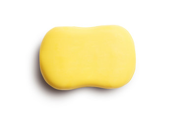 Yellow Color Soap Bar, Soap Sud, White Background.