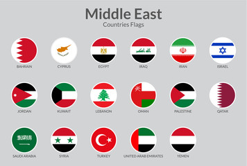 Middle east countries flag icons collection