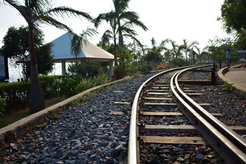 train track on top of a hill.