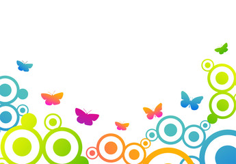  grafica, primavera, fiori, farfalle