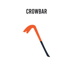 Crowbar vector icon on white background. Red and black colored Crowbar icon. Simple element illustration sign symbol EPS