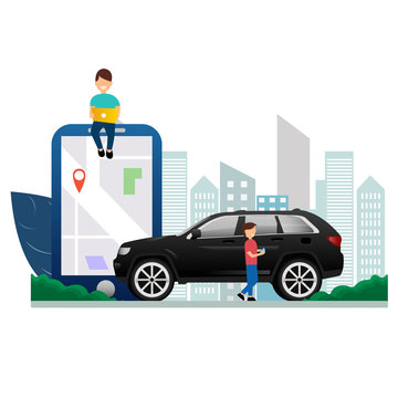Online transport taxi vector illustration