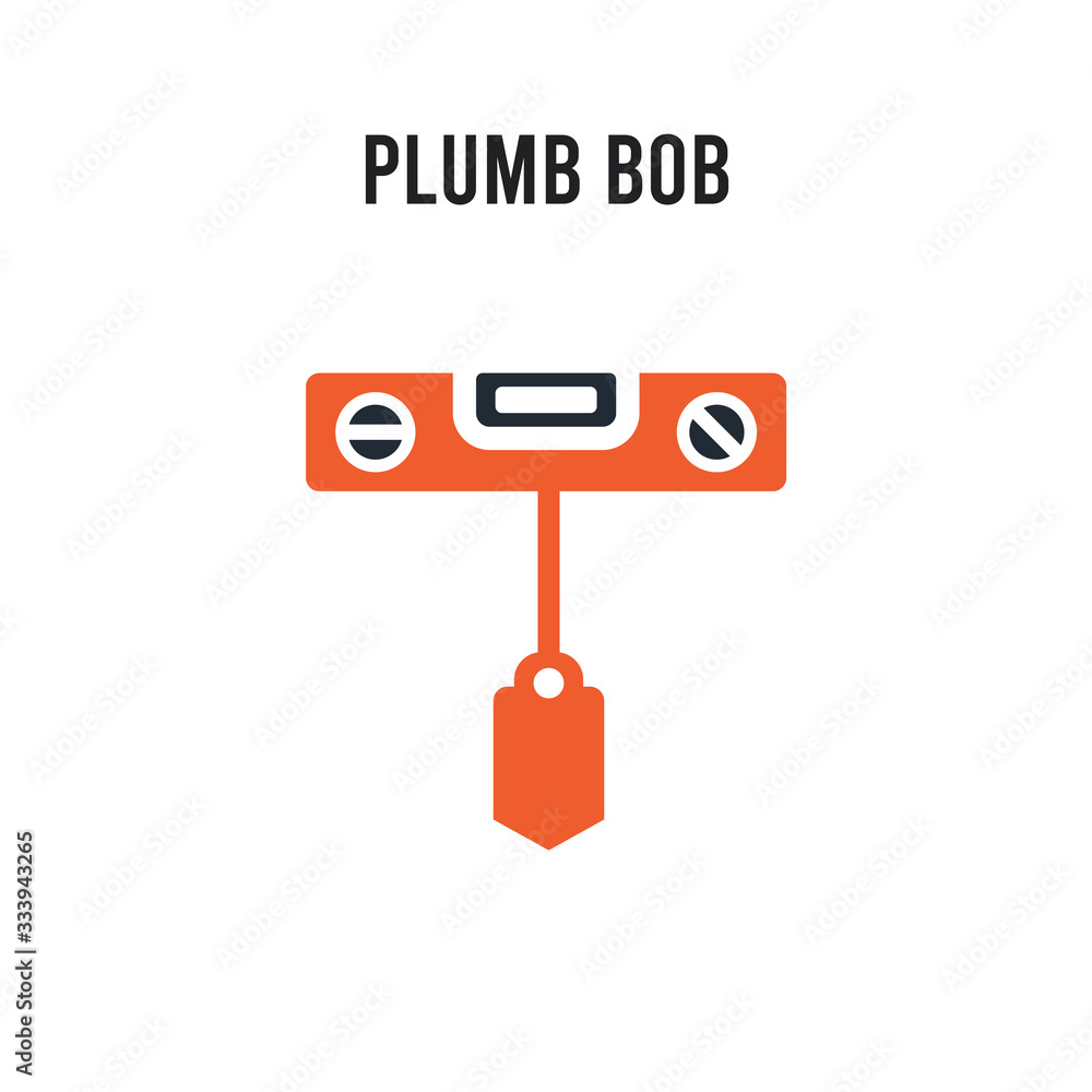 Poster plumb bob vector icon on white background. red and black colored plumb bob icon. simple element illu