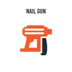 Nail gun vector icon on white background. Red and black colored Nail gun icon. Simple element illustration sign symbol EPS