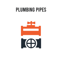 plumbing pipes vector icon on white background. Red and black colored plumbing pipes icon. Simple element illustration sign symbol EPS