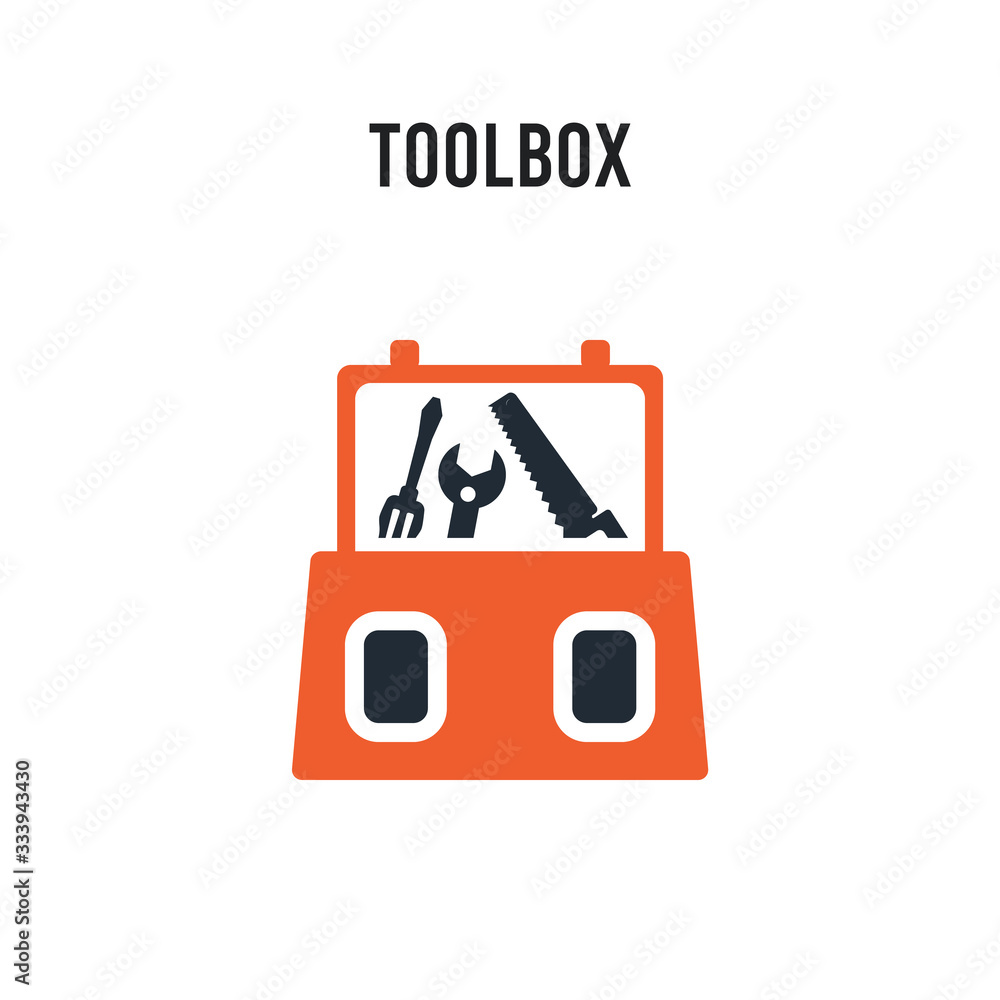 Poster toolbox vector icon on white background. red and black colored toolbox icon. simple element illustra