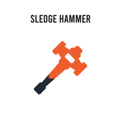 Sledge hammer vector icon on white background. Red and black colored Sledge hammer icon. Simple element illustration sign symbol EPS