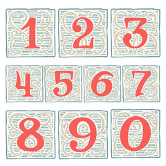 Renaissance numbers set with line pattern.