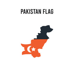 Pakistan flag vector icon on white background. Red and black colored Pakistan flag icon. Simple element illustration sign symbol EPS