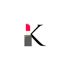 logo lipstick with letter k vector design	