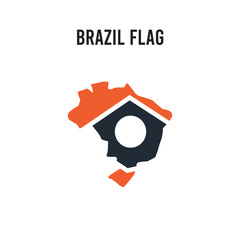 Brazil flag vector icon on white background. Red and black colored Brazil flag icon. Simple element illustration sign symbol EPS