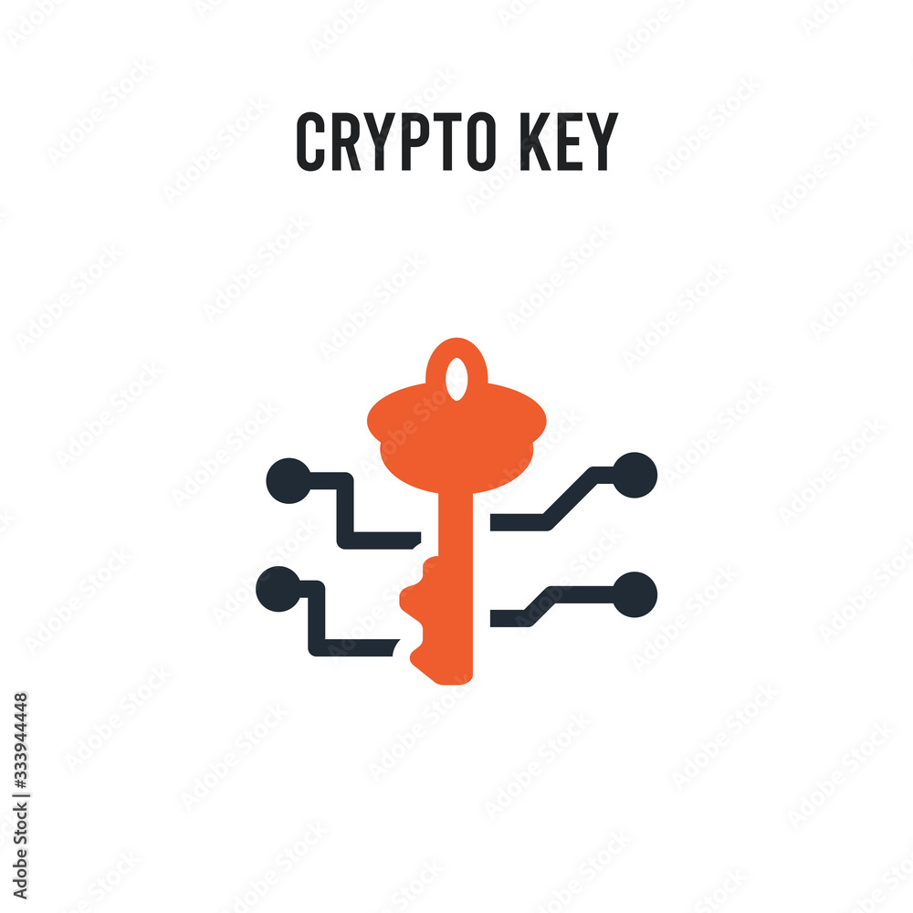 Poster crypto key vector icon on white background. red and black colored crypto key icon. simple element il