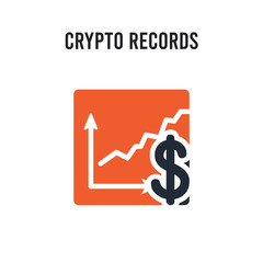 crypto records vector icon on white background. Red and black colored crypto records icon. Simple element illustration sign symbol EPS