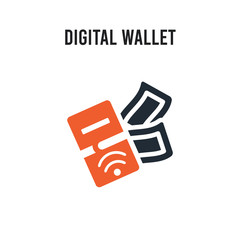 digital wallet vector icon on white background. Red and black colored digital wallet icon. Simple element illustration sign symbol EPS