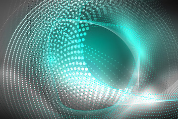 Obraz premium Abstract particles, wave background, neon motion techno design