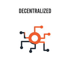 Decentralized vector icon on white background. Red and black colored Decentralized icon. Simple element illustration sign symbol EPS
