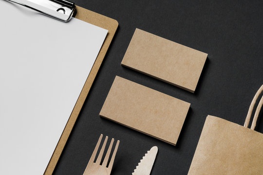 recycled paper corporate identity mockup of the restaurant