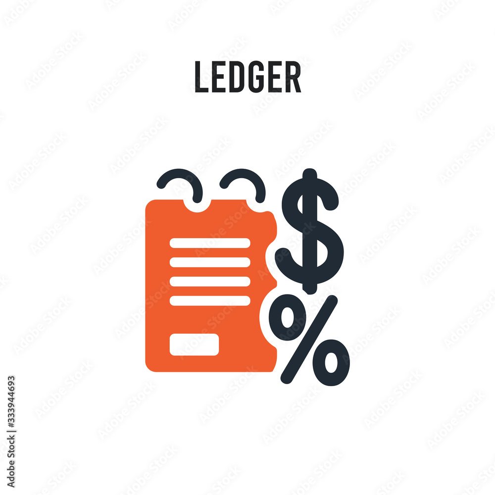 Poster ledger vector icon on white background. red and black colored ledger icon. simple element illustrati