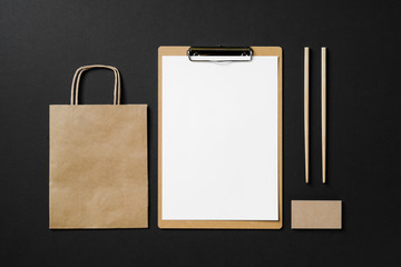 eco paper corporate identity mockup of an Asian restaurant