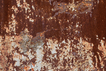 Rusty metal texture in abstract style. Grunge metallic background, great design for any purposes. Scratched sheet backdrop. Blank space. Old iron surface.