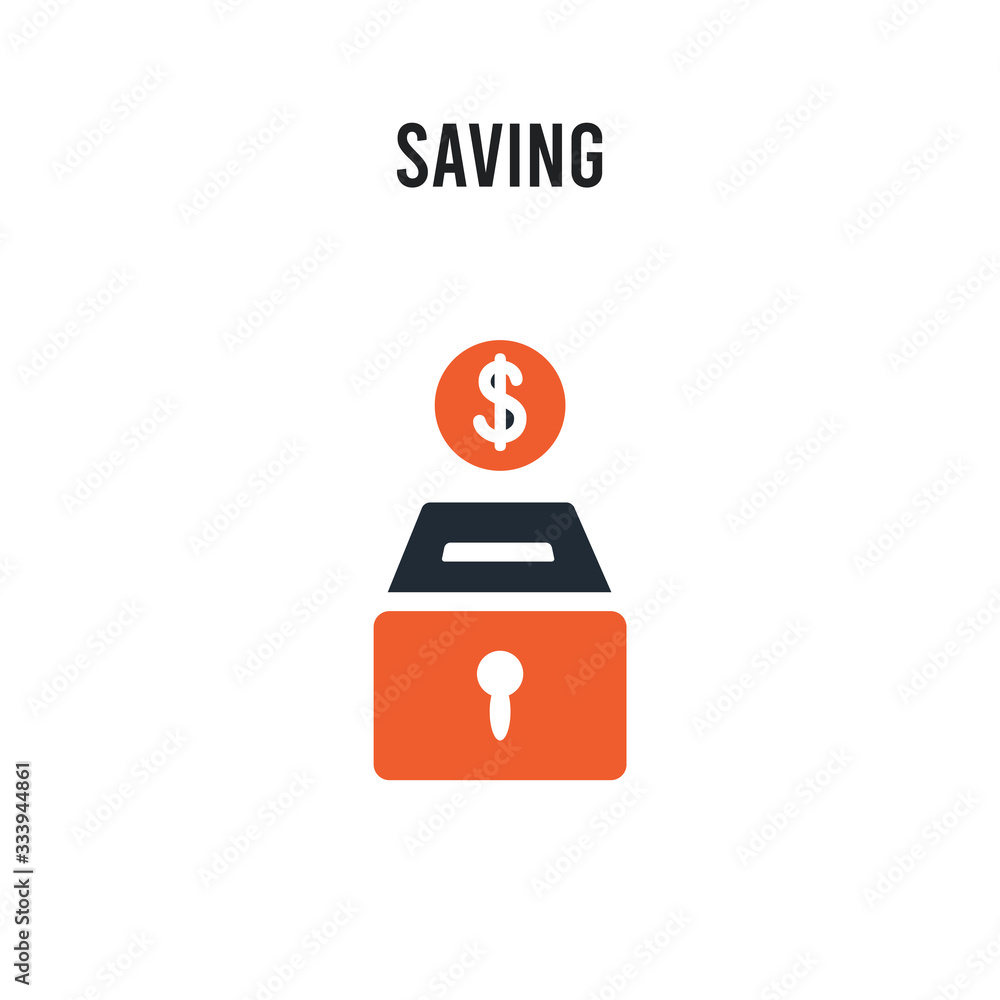Poster saving vector icon on white background. red and black colored saving icon. simple element illustrati