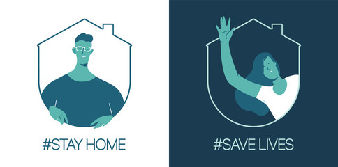 Stay at home, save lives. Social Media campaign aimed at preventing the spread of the COVID-19 coronavirus epidemic.