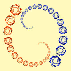 Double spirale bleue et orange