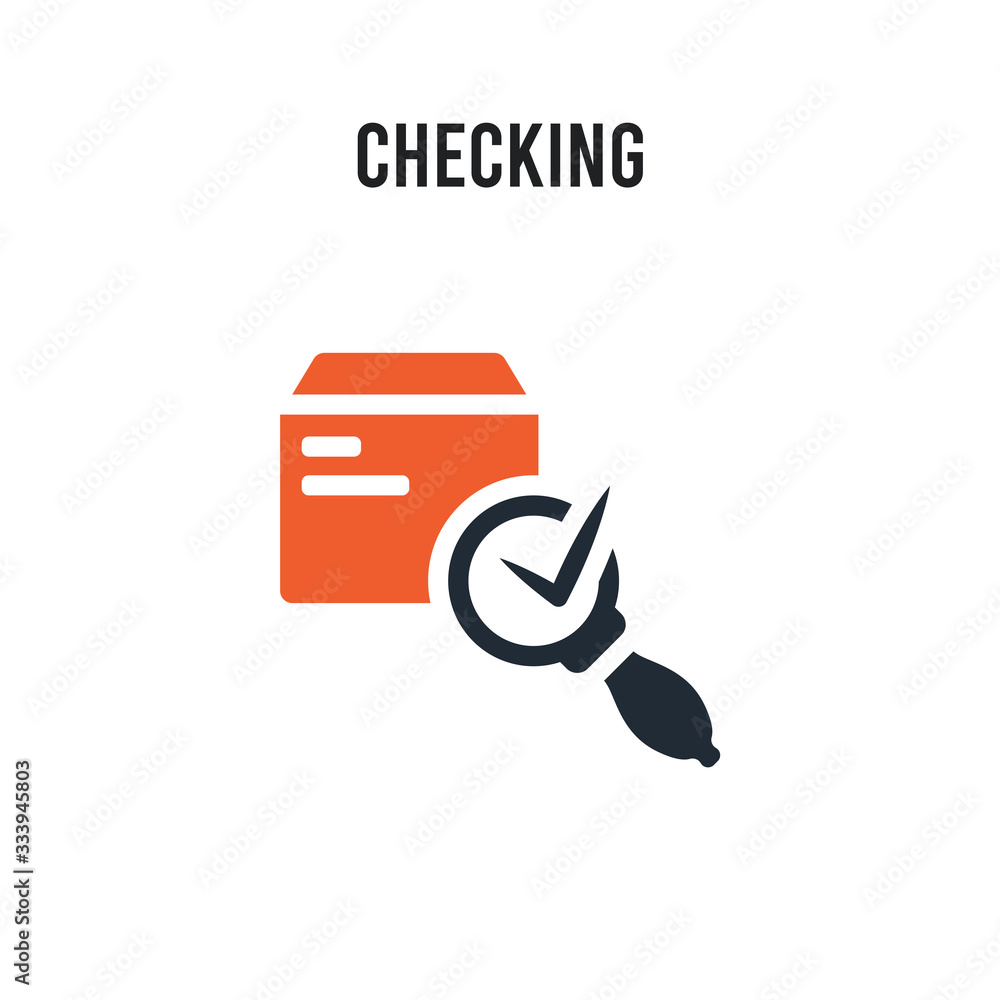 Aufkleber checking vector icon on white background. red and black colored checking icon. simple element illust