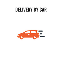 Delivery by car vector icon on white background. Red and black colored Delivery by car icon. Simple element illustration sign symbol EPS