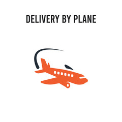 Delivery by Plane vector icon on white background. Red and black colored Delivery by Plane icon. Simple element illustration sign symbol EPS