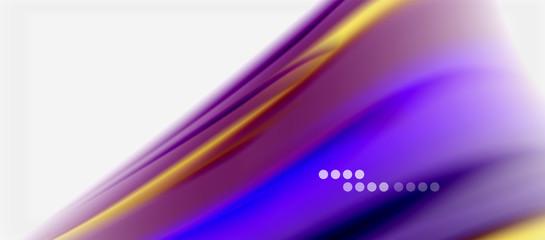 Wave lines abstract background, smooth silk design with rainbow style colors. Liquid fluid color waves. Vector Illustration