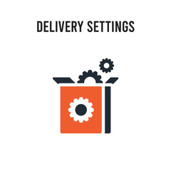 delivery Settings vector icon on white background. Red and black colored delivery Settings icon. Simple element illustration sign symbol EPS