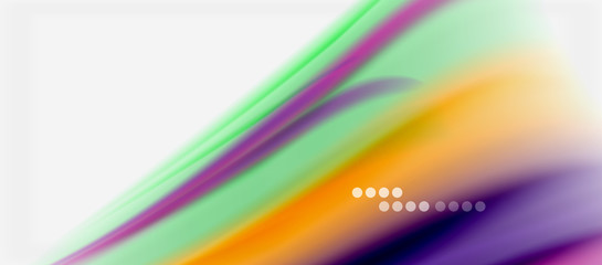 Wave lines abstract background, smooth silk design with rainbow style colors. Liquid fluid color waves. Vector Illustration