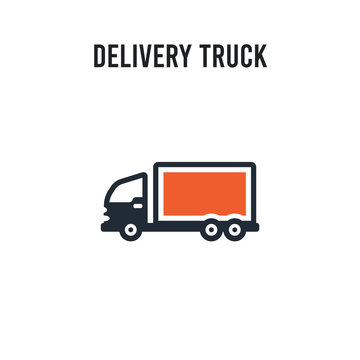 Delivery truck vector icon on white background. Red and black colored Delivery truck icon. Simple element illustration sign symbol EPS